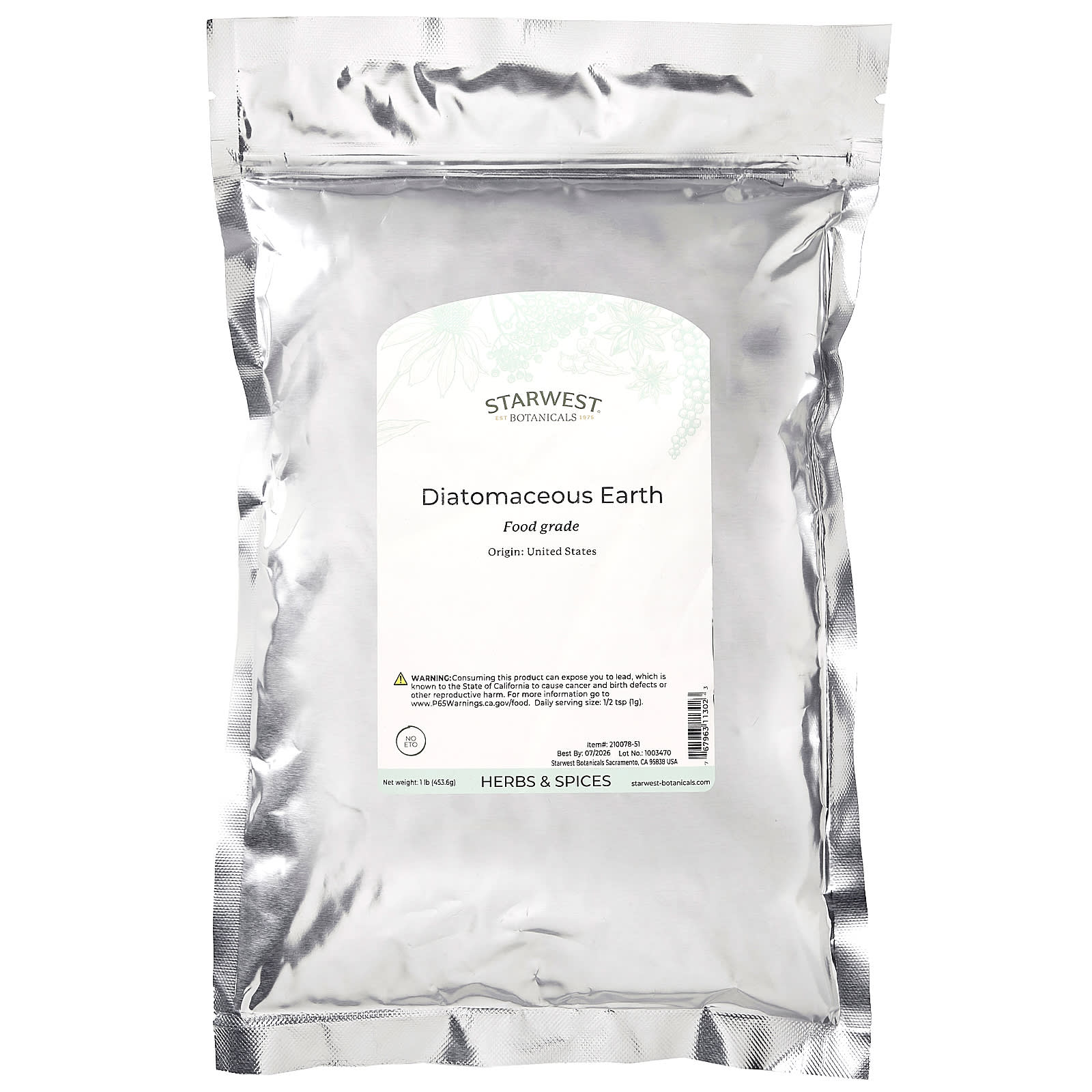 Starwest Botanicals, Diatomaceous Earth , 1 lb (453.6 g) - Image 2