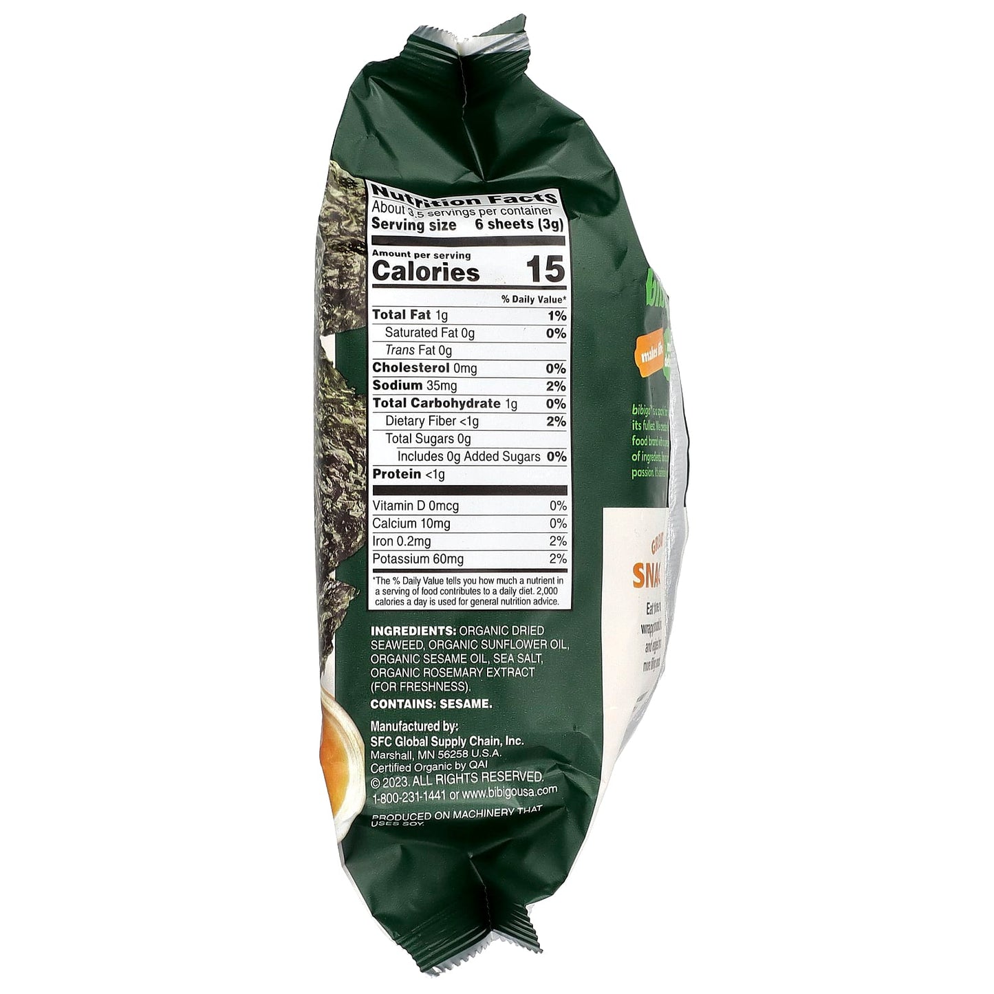 Delicious Bibigo Seaweed Snacks with Sesame - USDA Organic & Vegan - Image 2