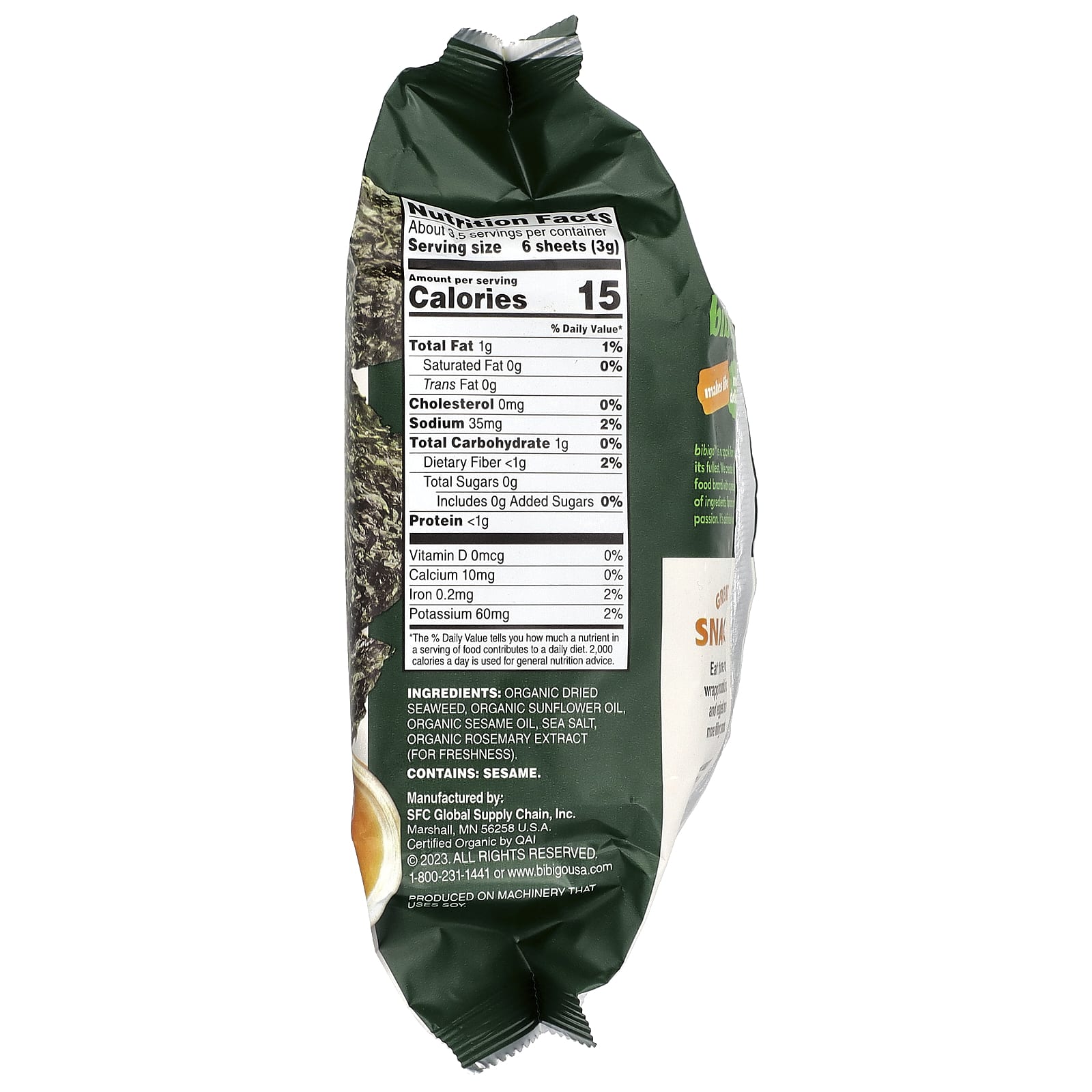 Delicious Bibigo Seaweed Snacks with Sesame - USDA Organic & Vegan - Image 2