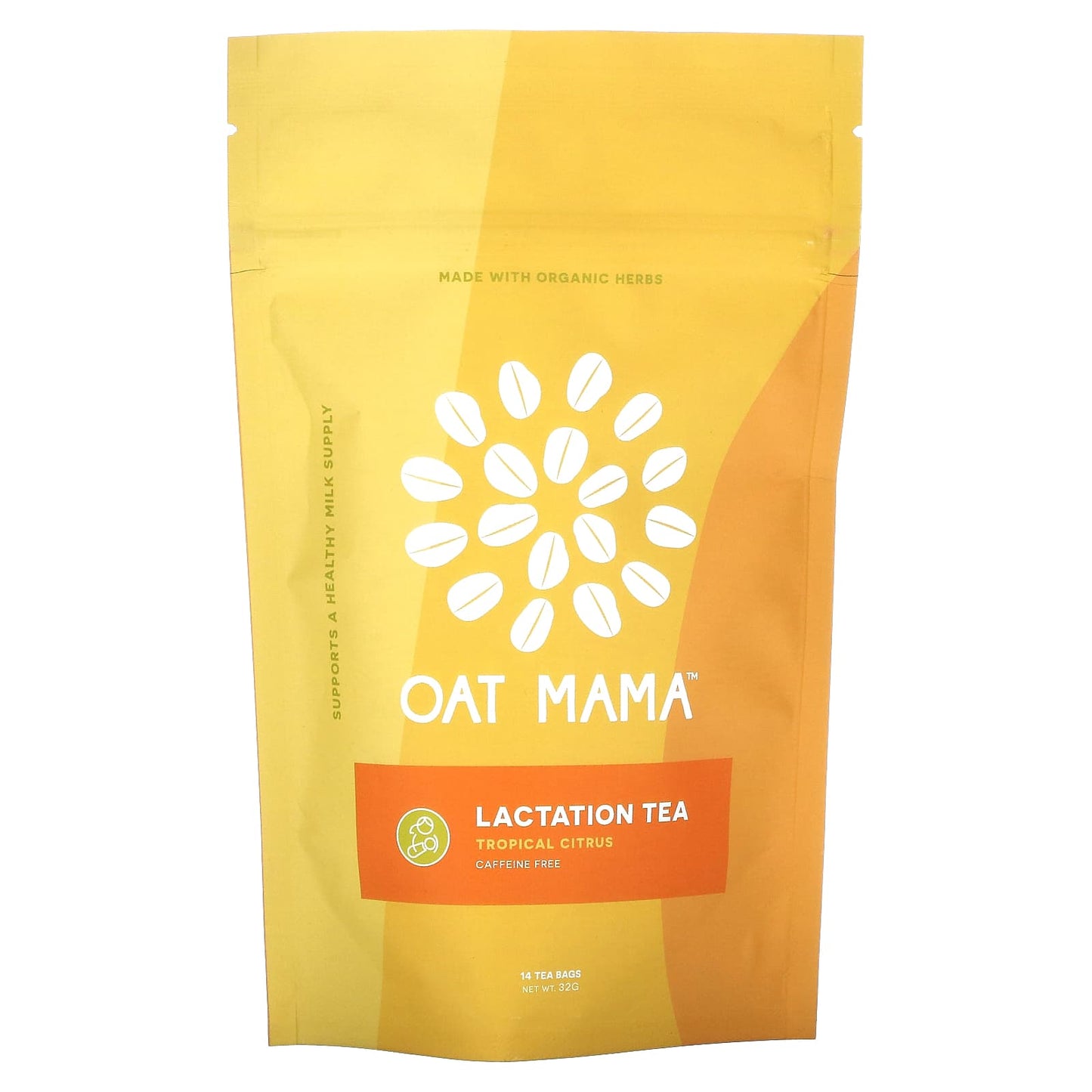 Oat Mama, Lactation Tea, Tropical Citrus, Caffeine Free, 14 Tea Bags, 32 g - Image 1