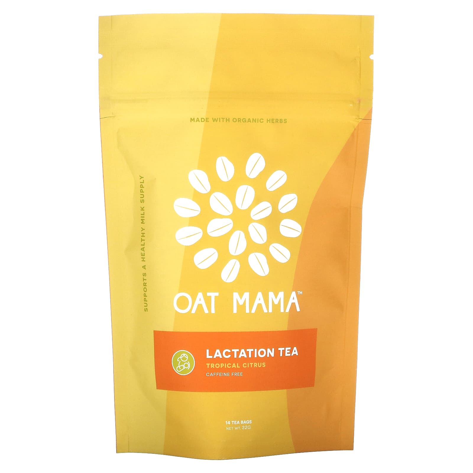Oat Mama, Lactation Tea, Tropical Citrus, Caffeine Free, 14 Tea Bags, 32 g - Image 1