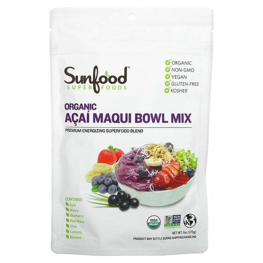 Sunfood, Superfoods, Organic Acai Maqui Bowl Mix, 6 oz (170 g) - Image 1