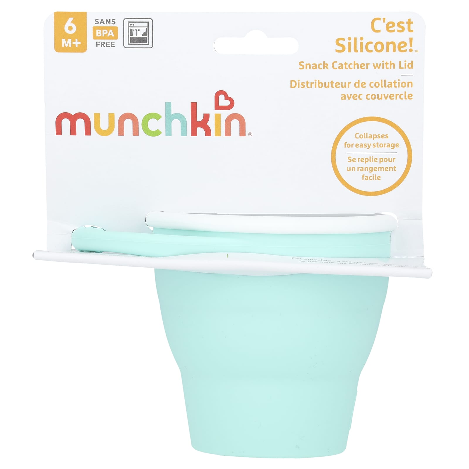 Munchkin, C'est Silicone!™, Snack Catcher With Lid, 6 Months+, Mint, 1 Count - Image 1