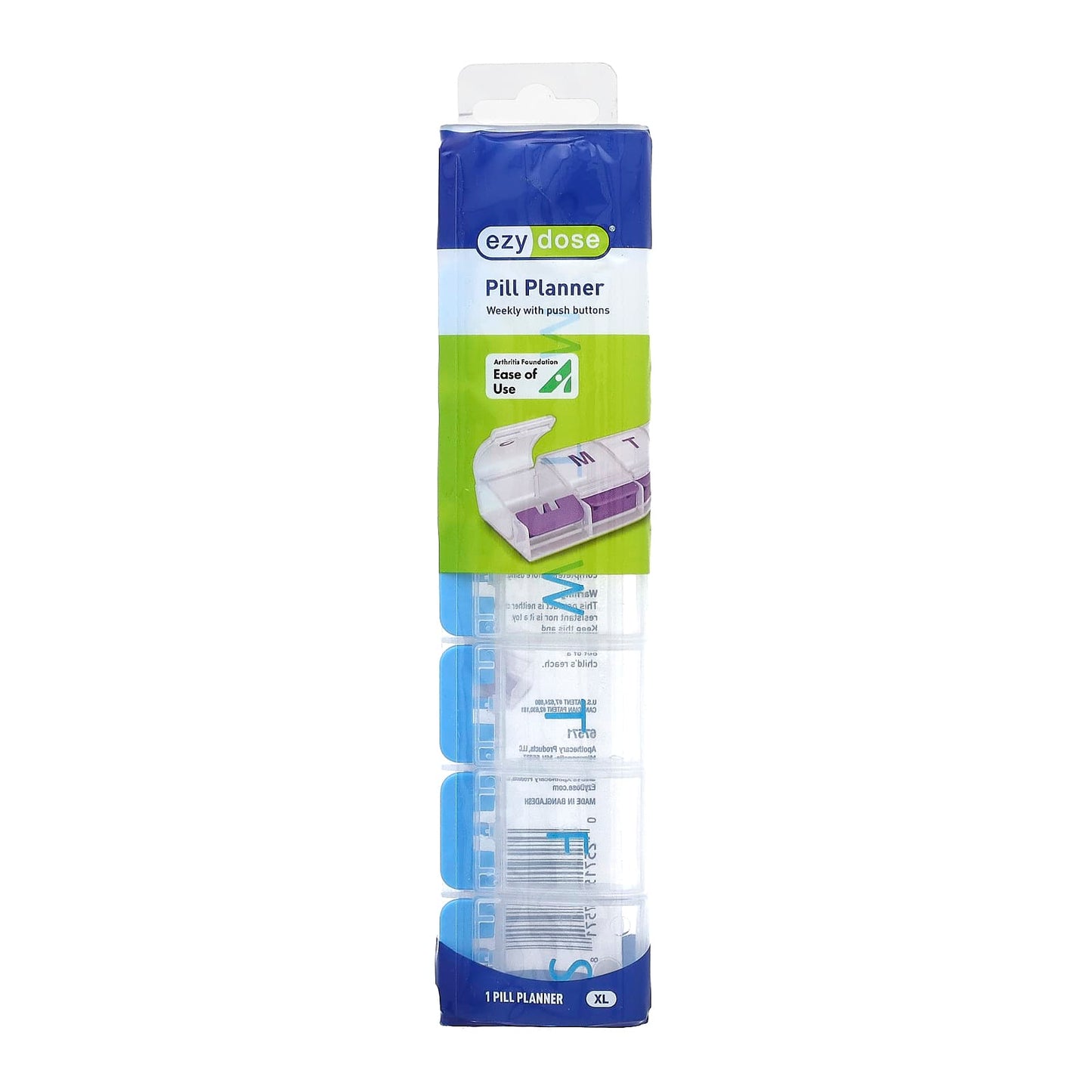 Ezy Dose Weekly Pill Planner with Push Buttons for Easy Medication Management - Image 1