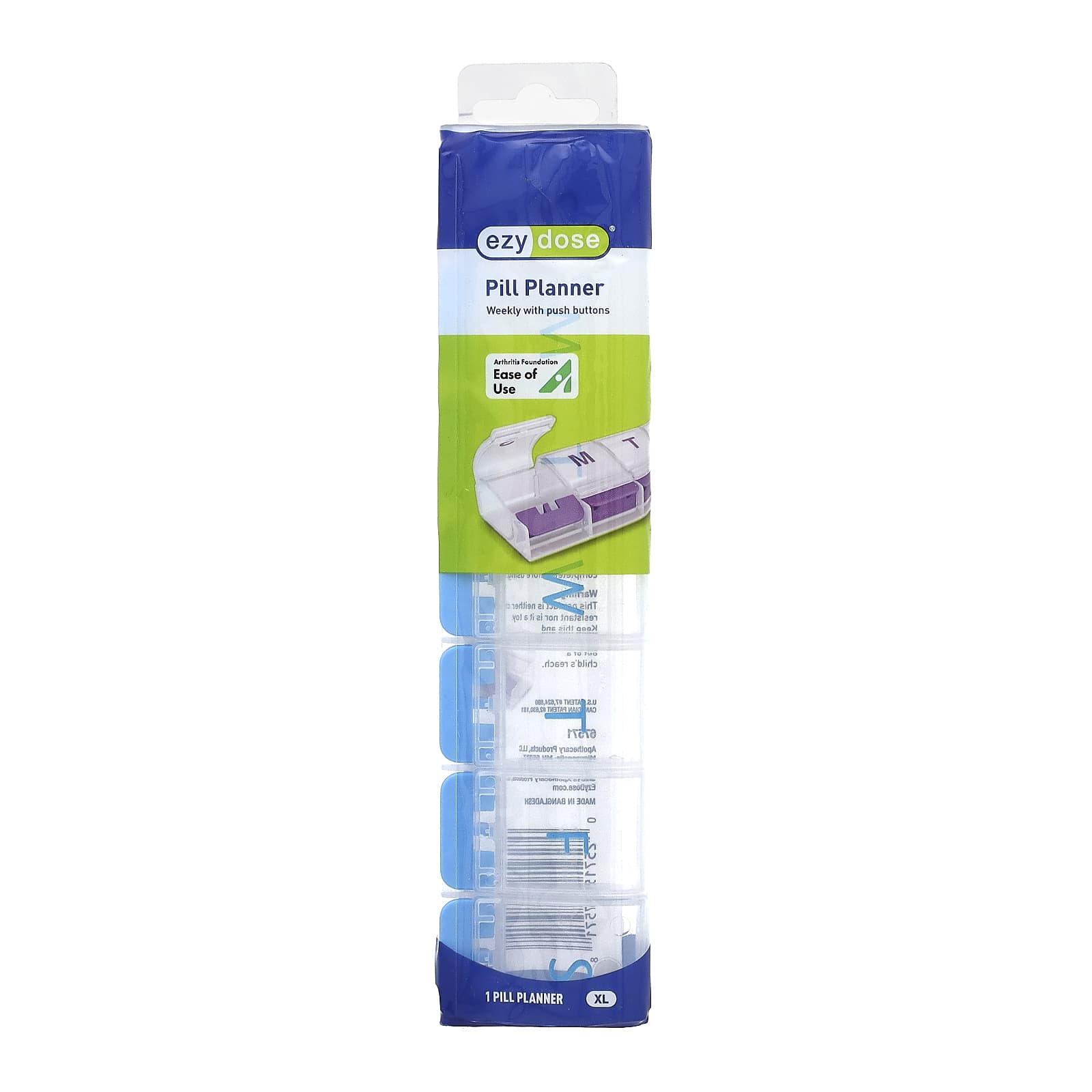 Ezy Dose Weekly Pill Planner with Push Buttons for Easy Medication Management - Image 1