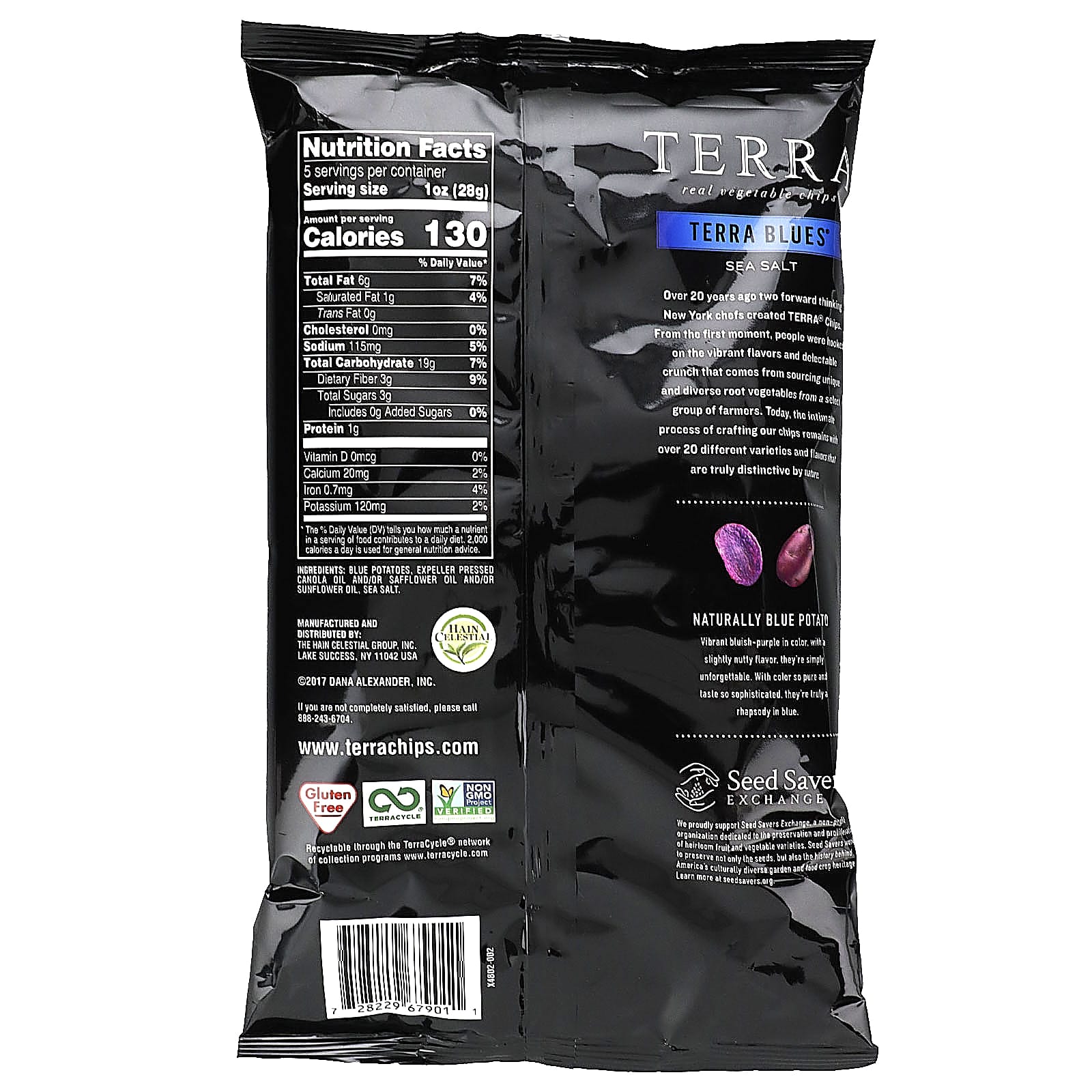 Terra, Real Vegetable Chips, Blues, Sea Salt, 5 oz (141 g) - Image 2