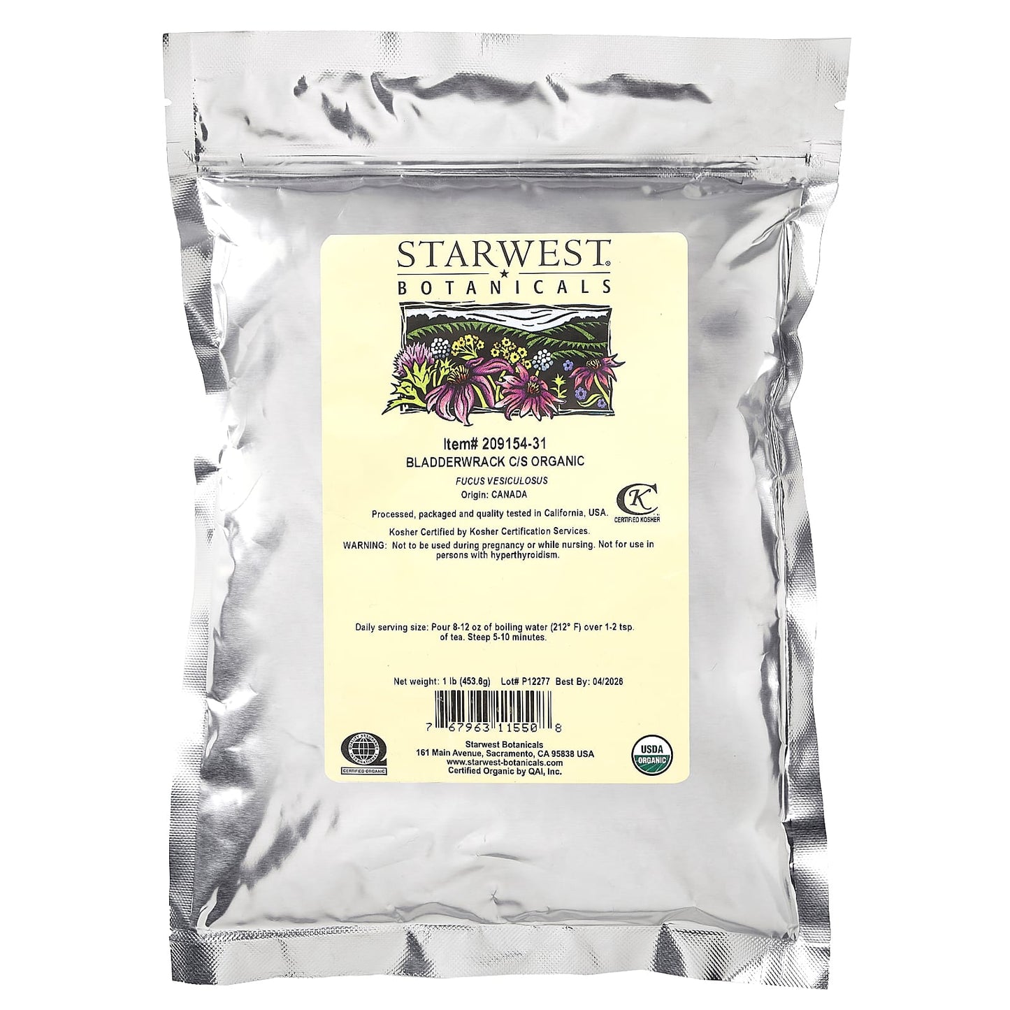 Starwest Botanicals, Organic Bladderwrack, Cut & Shifted, 1 lb (453.6 g) - Image 2