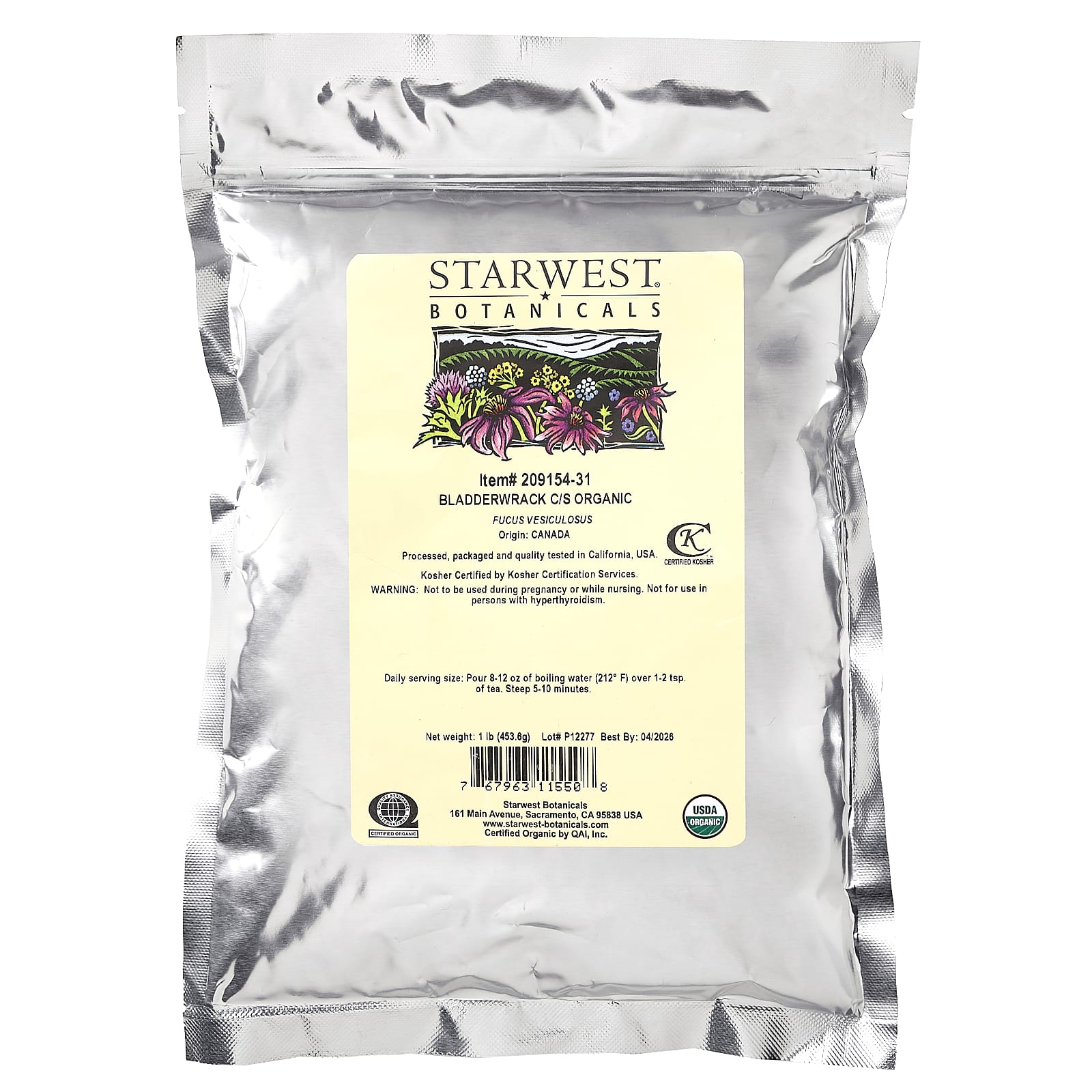 Starwest Botanicals, Organic Bladderwrack, Cut & Shifted, 1 lb (453.6 g) - Image 2