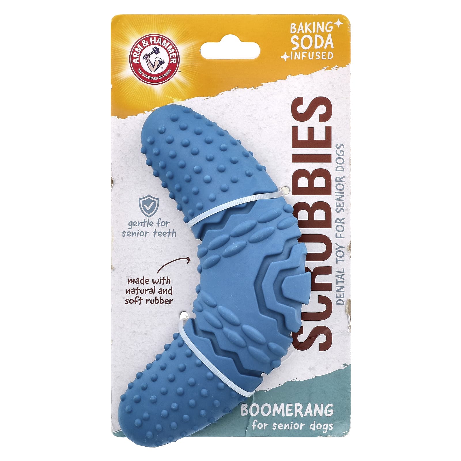 Arm & Hammer Scrubbies Senior Dog Dental Toy - Gentle Boomerang Toy - Image 1