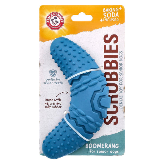 Arm & Hammer Scrubbies Senior Dog Dental Toy - Gentle Boomerang Toy - Image 1