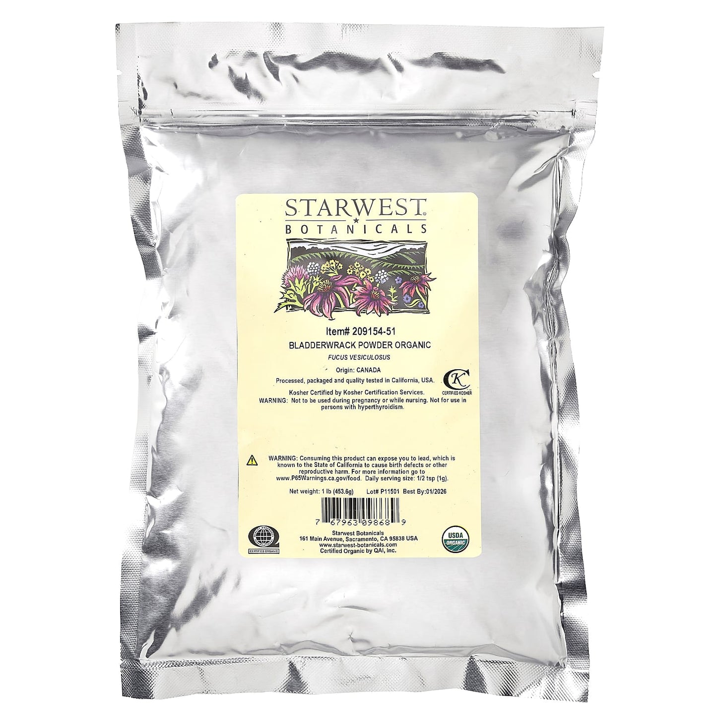 Starwest Botanicals, Organic Bladderwrack Powder, 1 lb (453.6 g) - Image 2