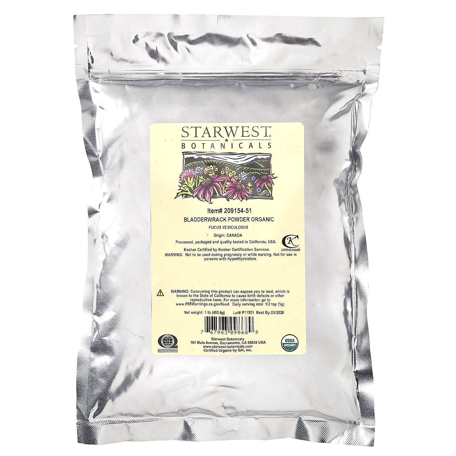 Starwest Botanicals, Organic Bladderwrack Powder, 1 lb (453.6 g) - Image 2