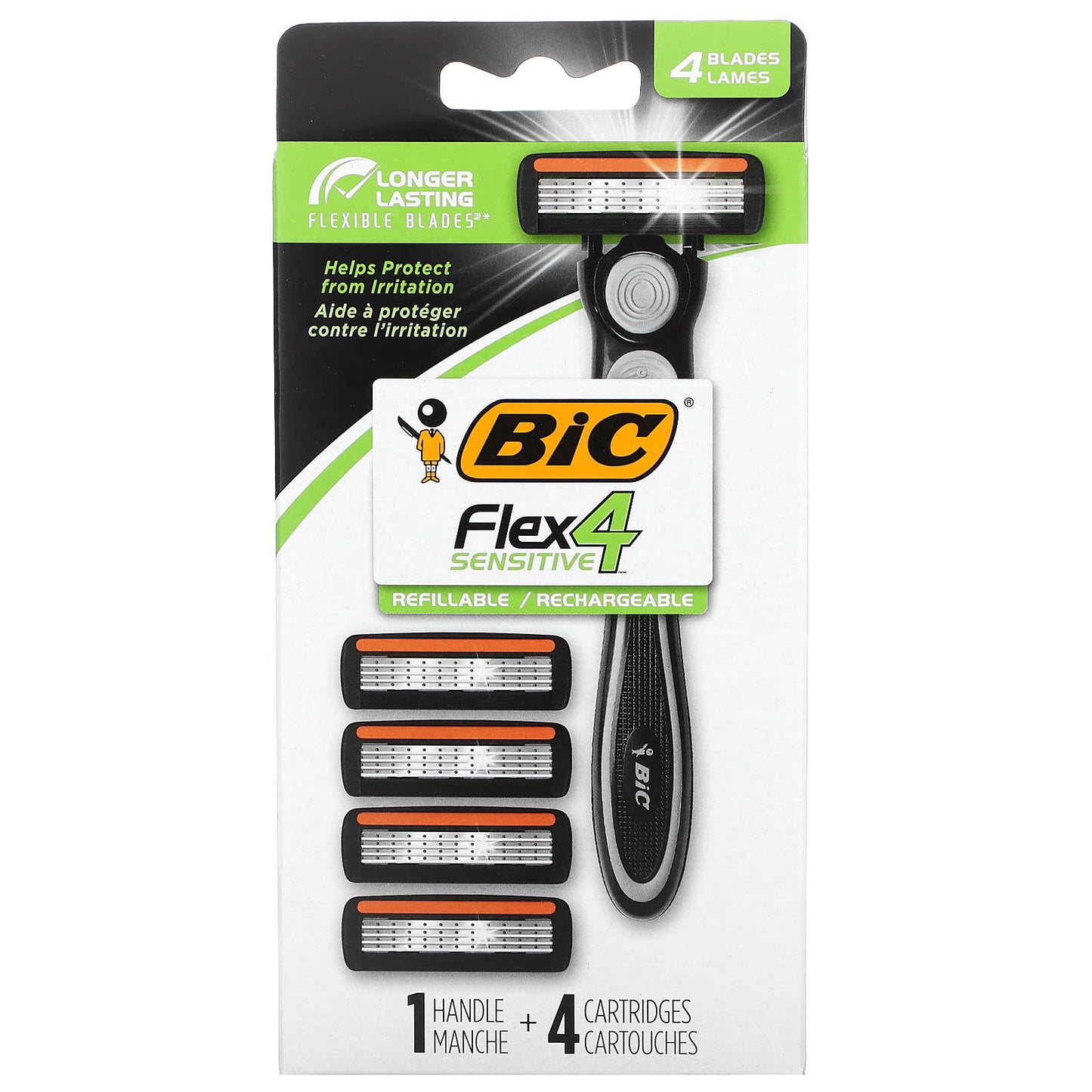BIC Flex 4 Sensitive, Refillable Shaving Razor for Sensitive Skin - Image 1