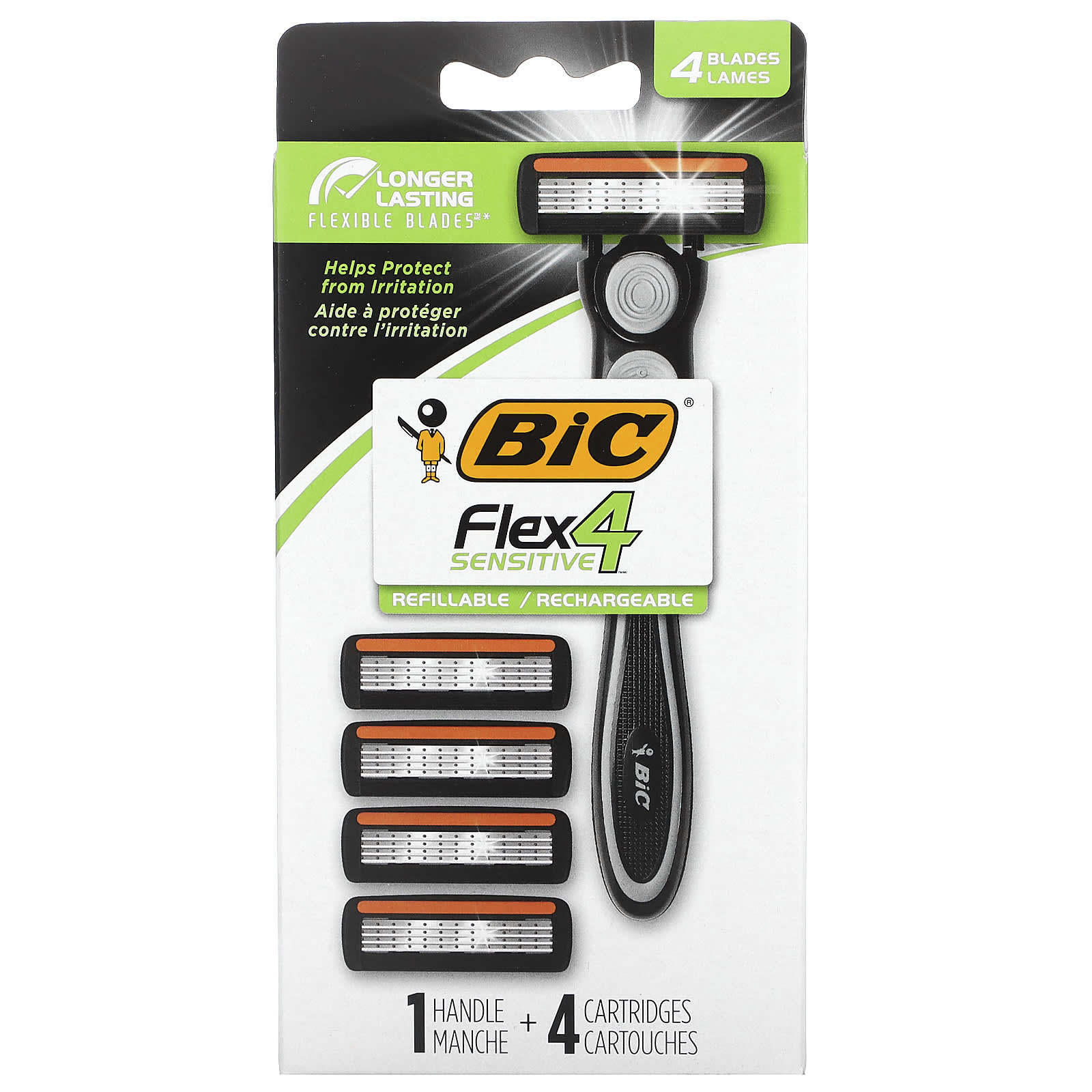 BIC Flex 4 Sensitive, Refillable Shaving Razor for Sensitive Skin - Image 1