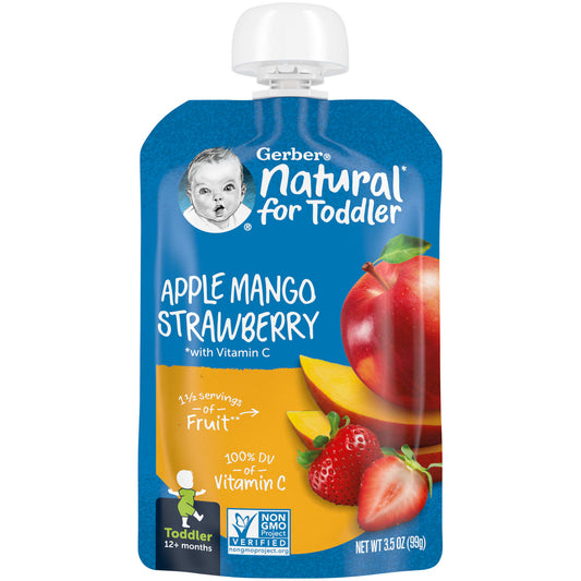 Gerber Natural Toddler Fruit Pouches, 12+ Months, 3.5 oz - Image 1