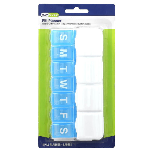 Weekly Pill Planner with Vitamin Compartments and Labels by Ezy Dose - Image 1