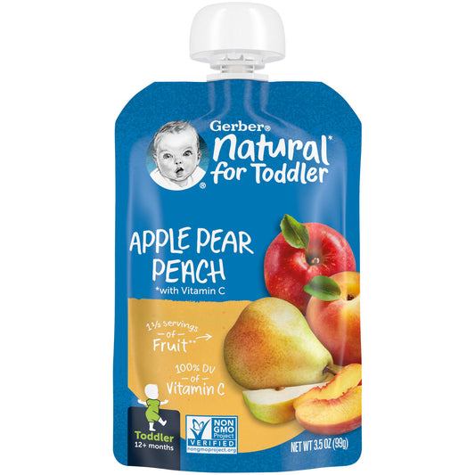 Gerber Natural Toddler Fruit Pouches, 12+ Months, No Added Sweeteners - Image 1