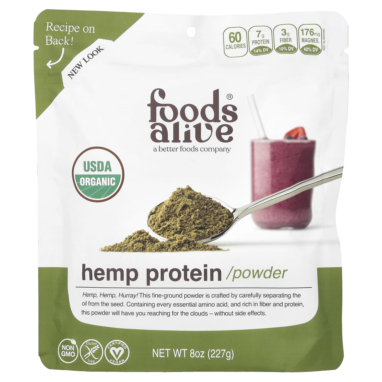Vegan Organic Hemp Protein Powder by Foods Alive - 8 oz (227g) - Image 1