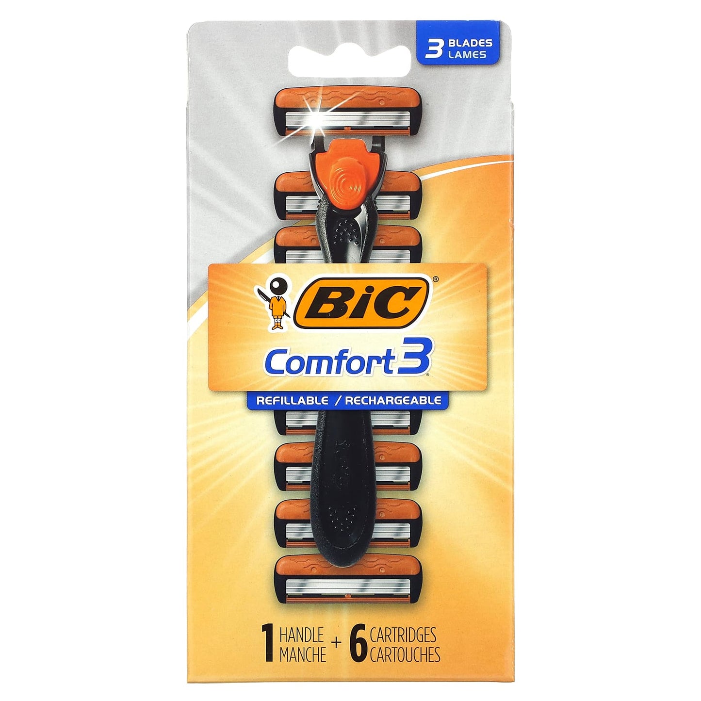 BIC Comfort 3 Shaver with 6 Cartridges - Close & Comfortable Shaving - Image 1