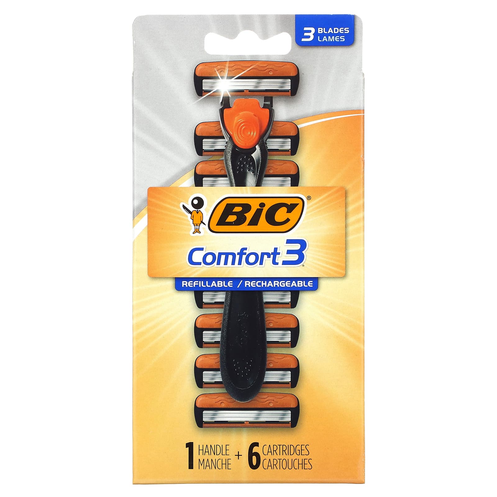 BIC Comfort 3 Shaver with 6 Cartridges - Close & Comfortable Shaving - Image 1