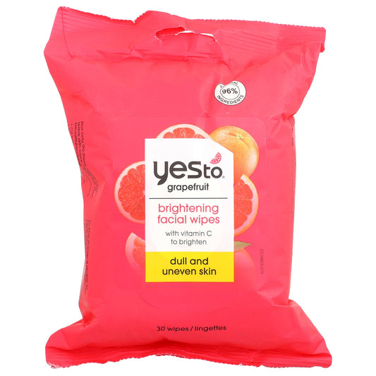 Yes To, Brightening Facial Wipes, Dull and Uneven Skin, Grapefruit , 30 Wipes - Image 1