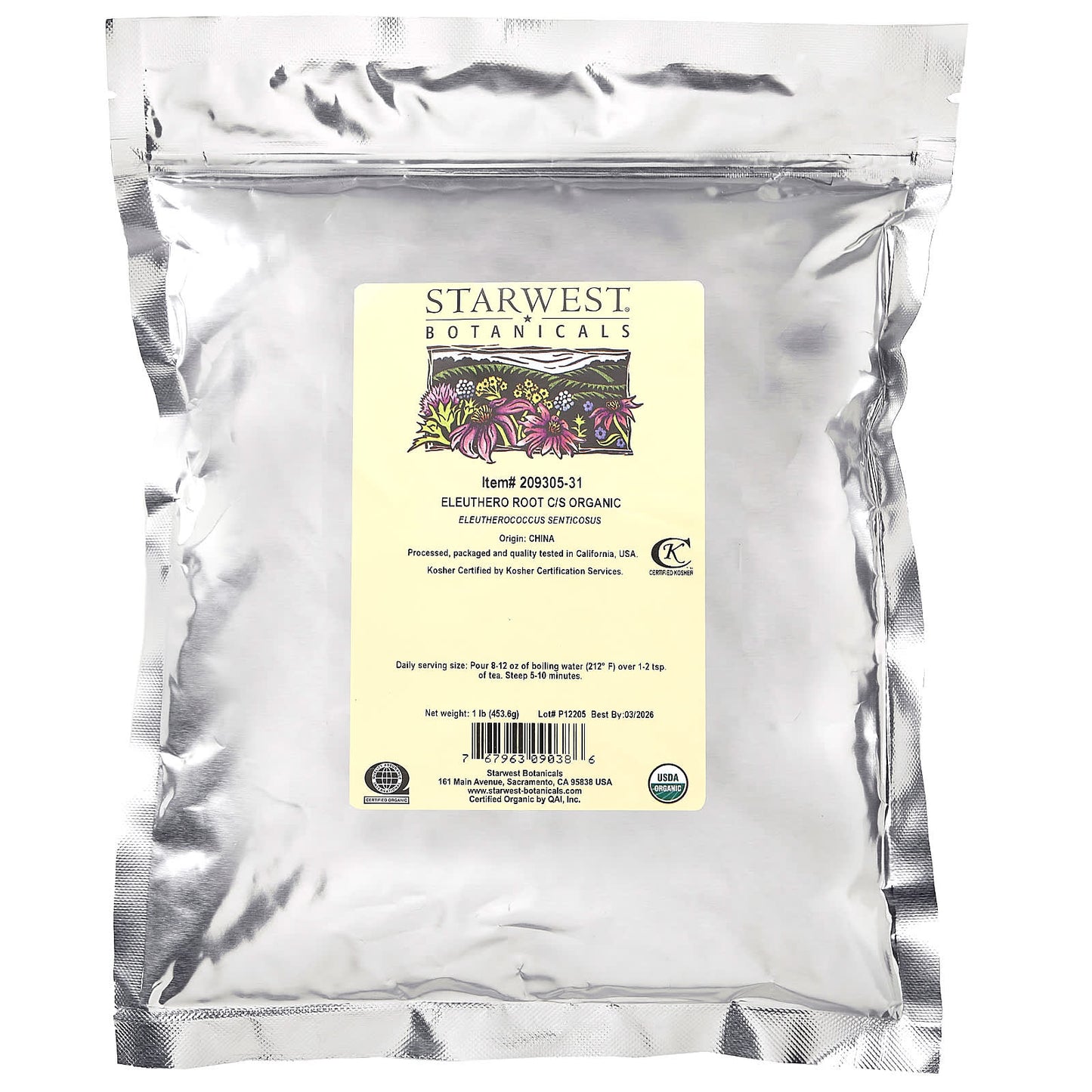 Starwest Botanicals, Organic Eleuthero Root, Cut & Shifted, 1 lb (453.6 g) - Image 2
