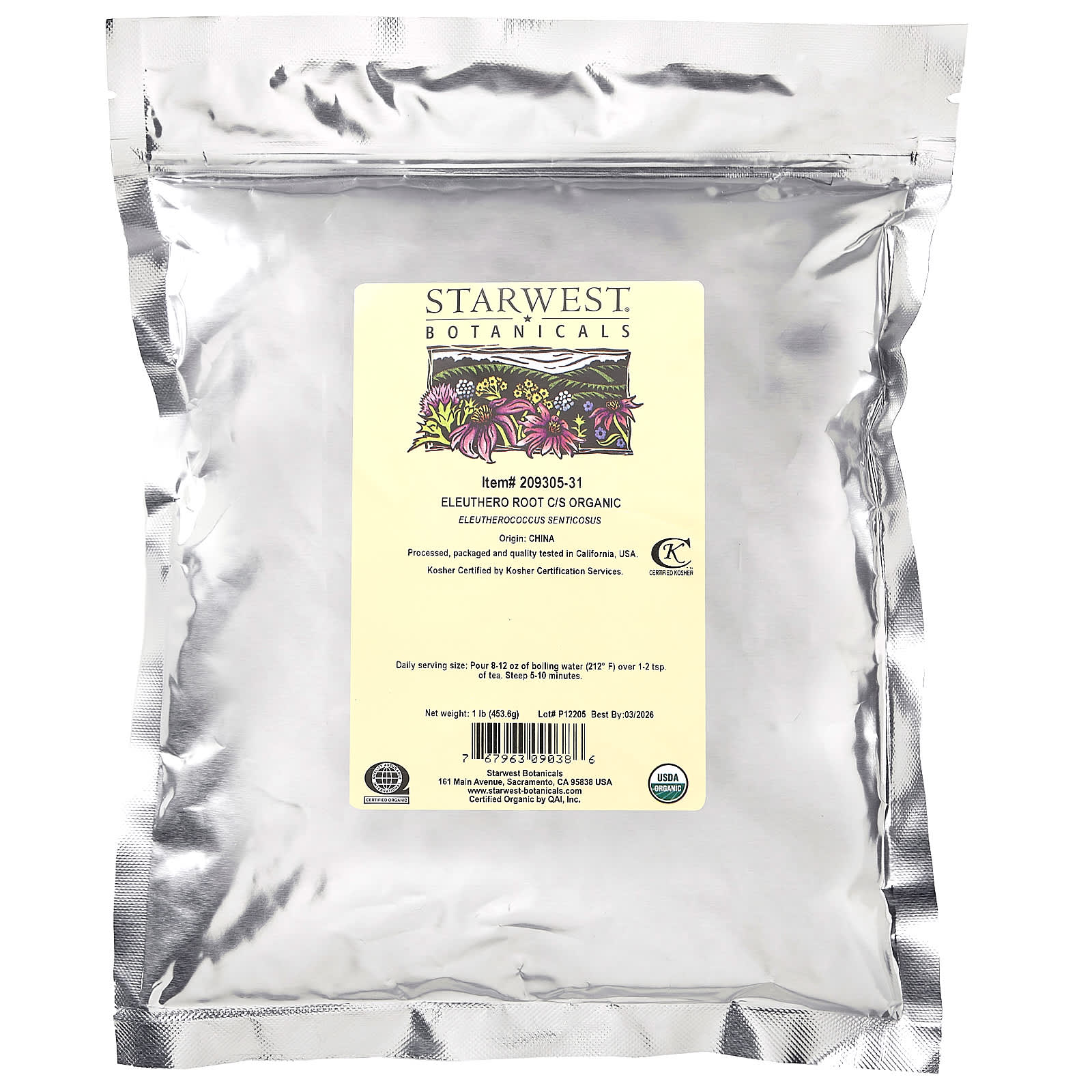 Starwest Botanicals, Organic Eleuthero Root, Cut & Shifted, 1 lb (453.6 g) - Image 2