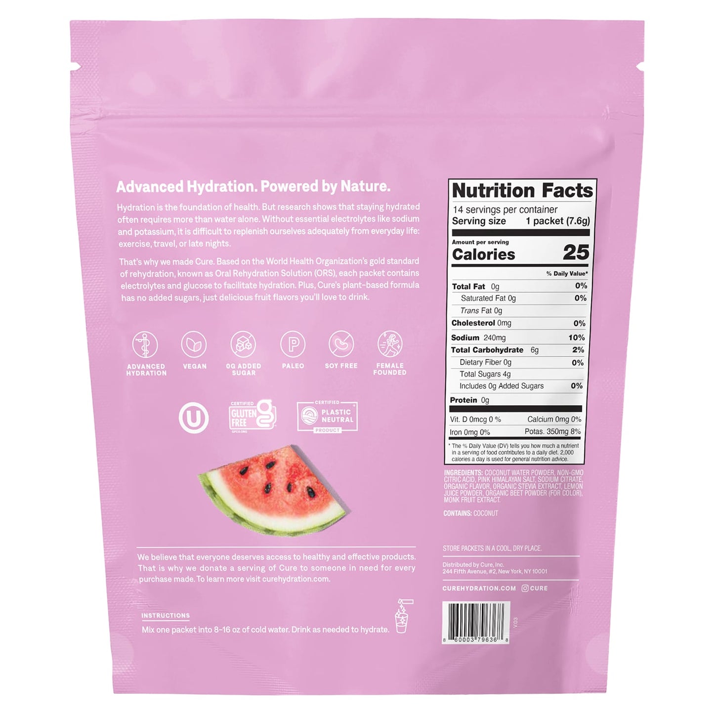 Hydrate With Nature, Replenish With Cure Hydration Watermelon - Image 2