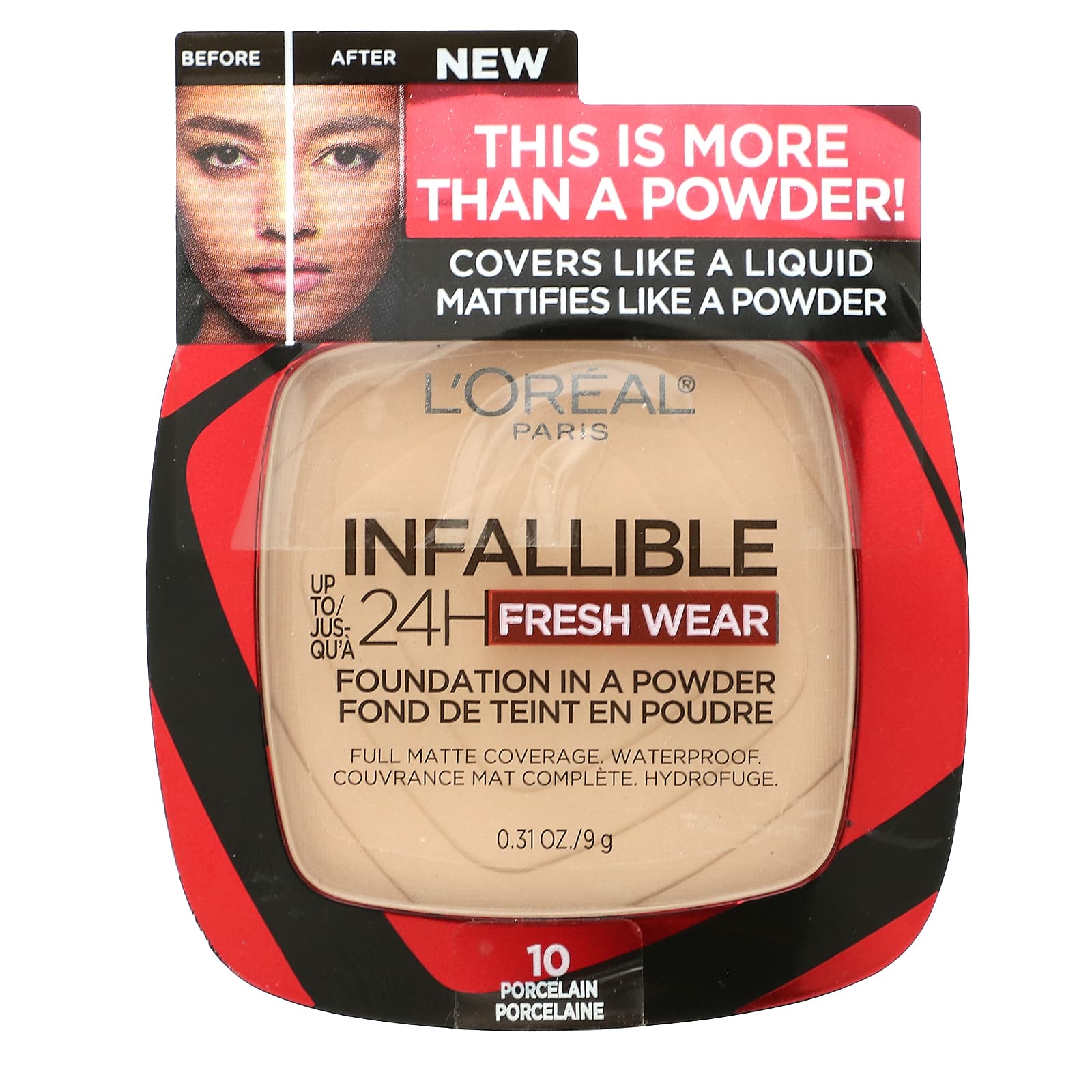 L'Oréal, Infallible 24H Fresh Wear, Foundation In A Powder, 10 Porcelain, 0.31 oz (9 g) - Image 2