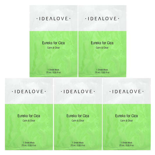 Soothe Sensitive Skin with Idealove Eureka for Cica Sheet Mask 5-Pack - Image 1