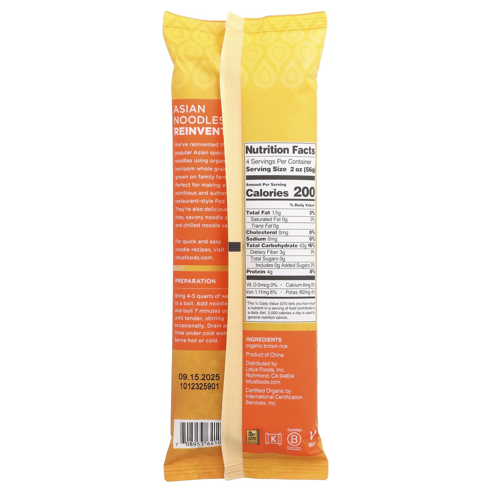 Lotus Foods, Brown Pad Thai Rice Noodles, 8 oz (227 g) - Image 2