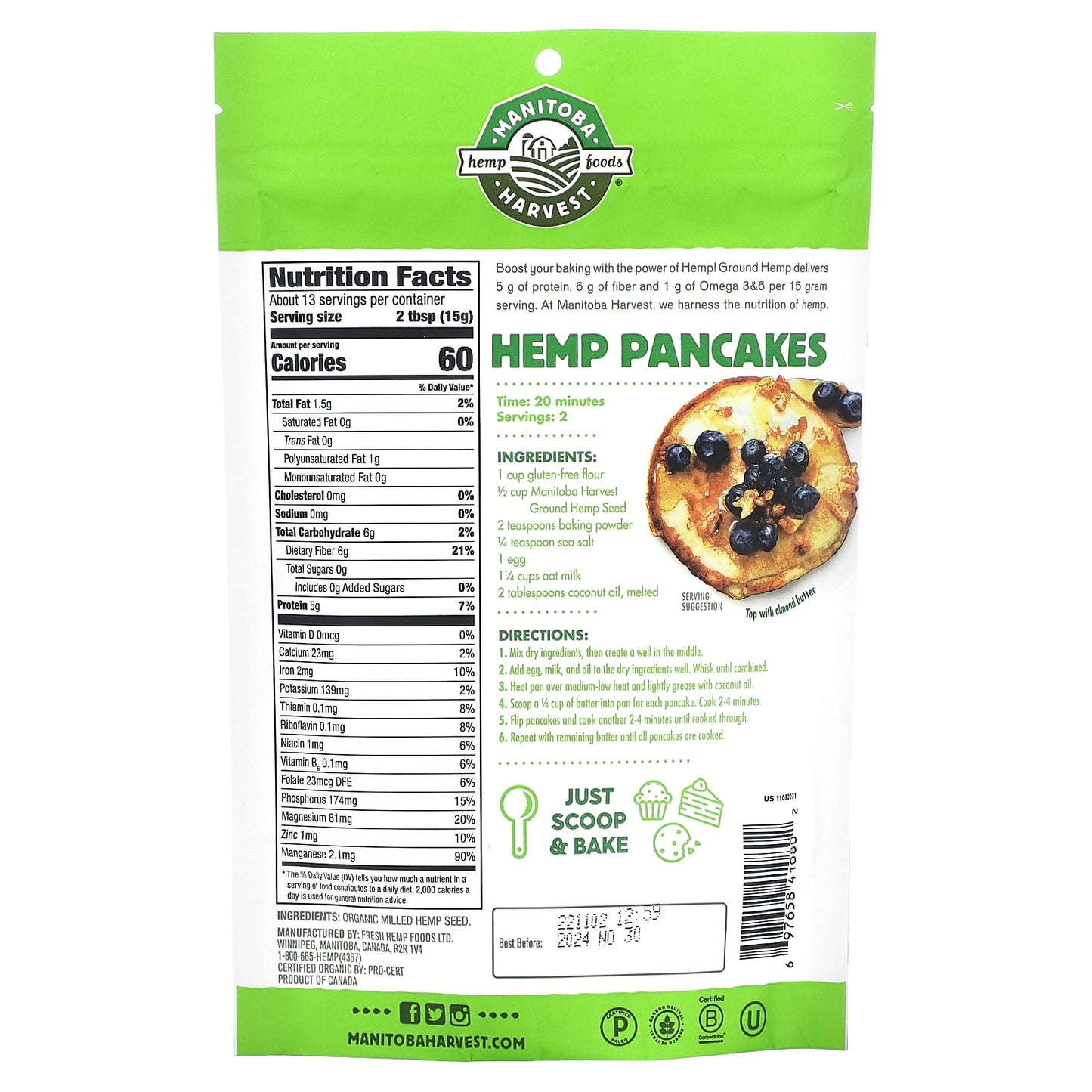 Manitoba Harvest, Organic Ground Hemp Seed, 7 oz (198 g) - Image 2