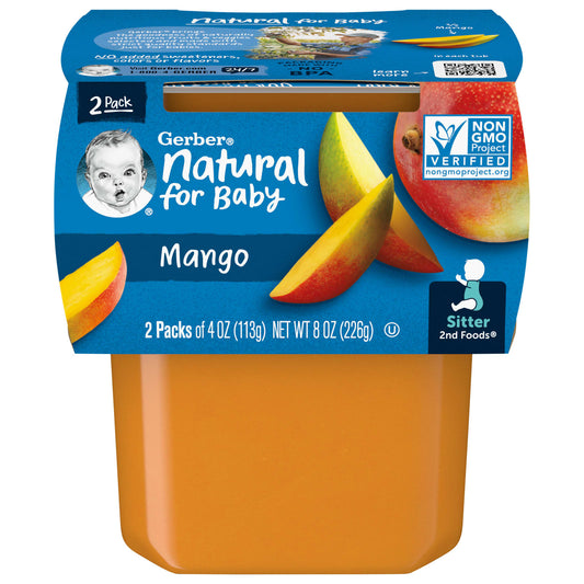 Gerber Natural Mango 2nd Foods Baby Food, 2-Pack, 4 oz Each - Image 1