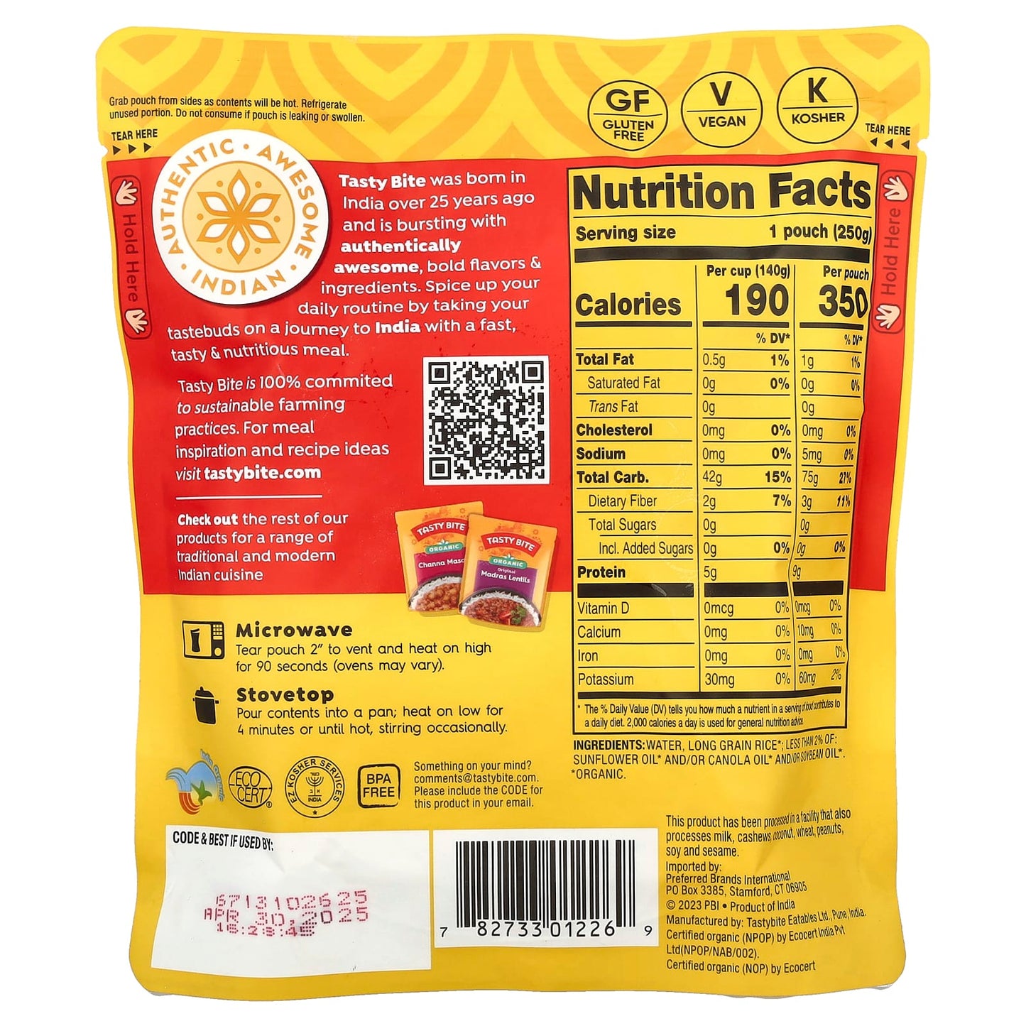 Tasty Bite, Organic Sticky Rice, 8.8 oz (250 g) - Image 2
