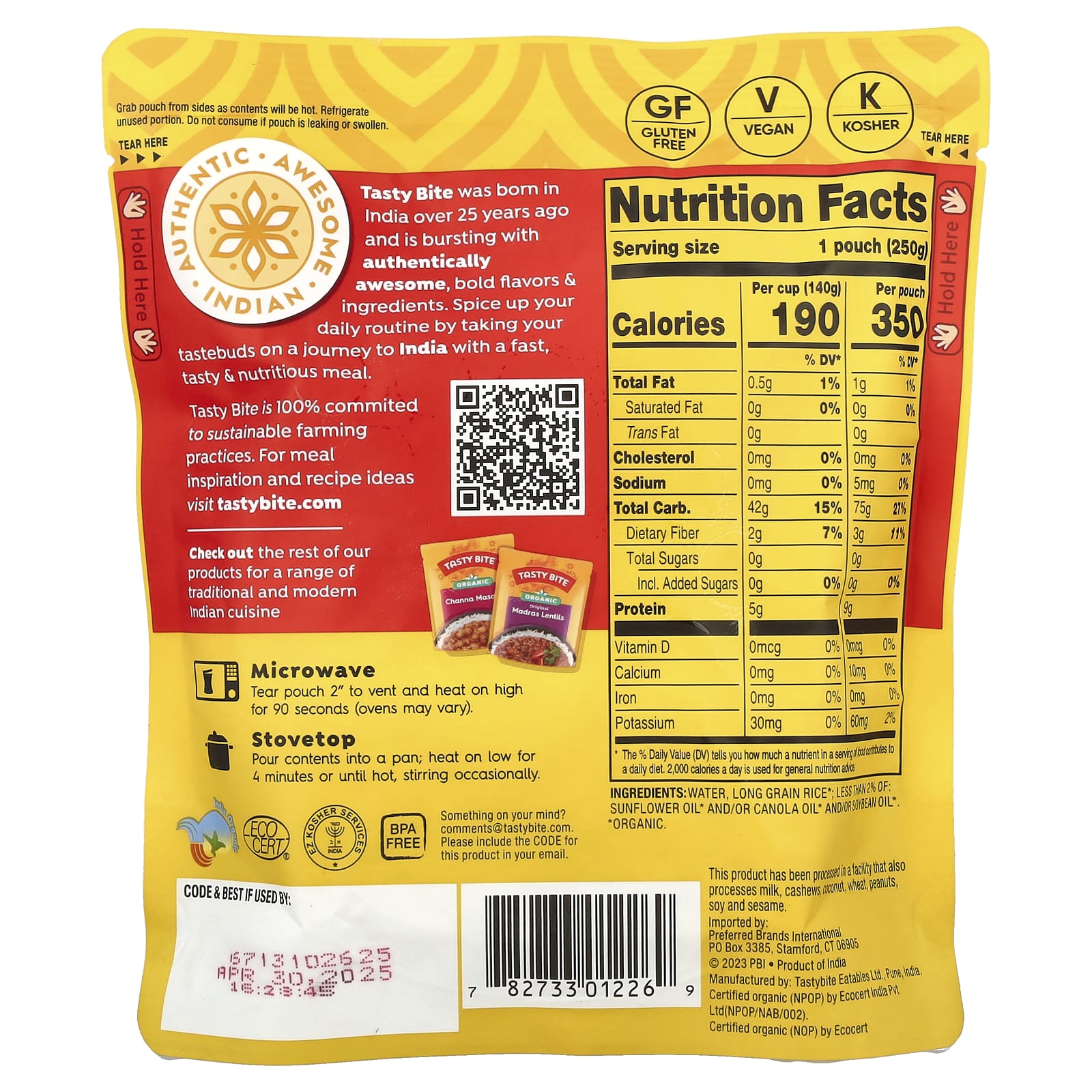 Tasty Bite, Organic Sticky Rice, 8.8 oz (250 g) - Image 2