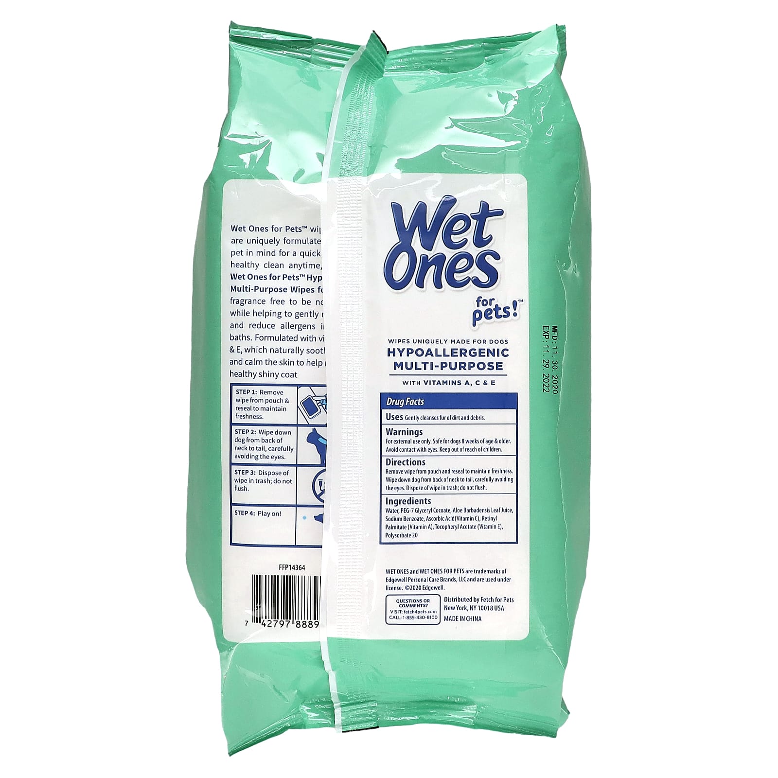 Wet Ones, Hypoallergenic Multi-Purpose with Vitamin A, C & E Wipes, For Dogs, Fragrance Free , 100 Wipes - Image 2