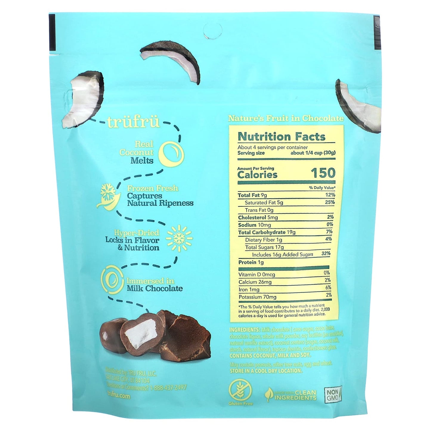 Tru Fru, Real Coconut Melts, Milk Chocolate, 4.2 oz (119 g) - Image 2