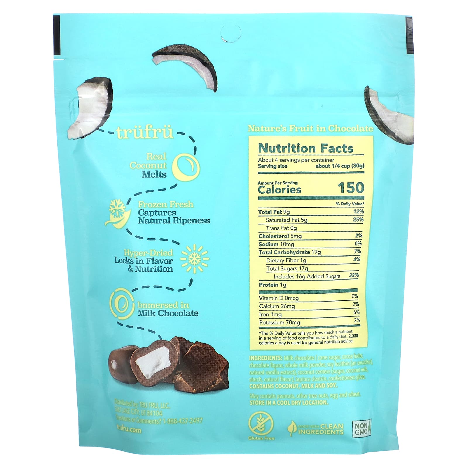 Tru Fru, Real Coconut Melts, Milk Chocolate, 4.2 oz (119 g) - Image 2