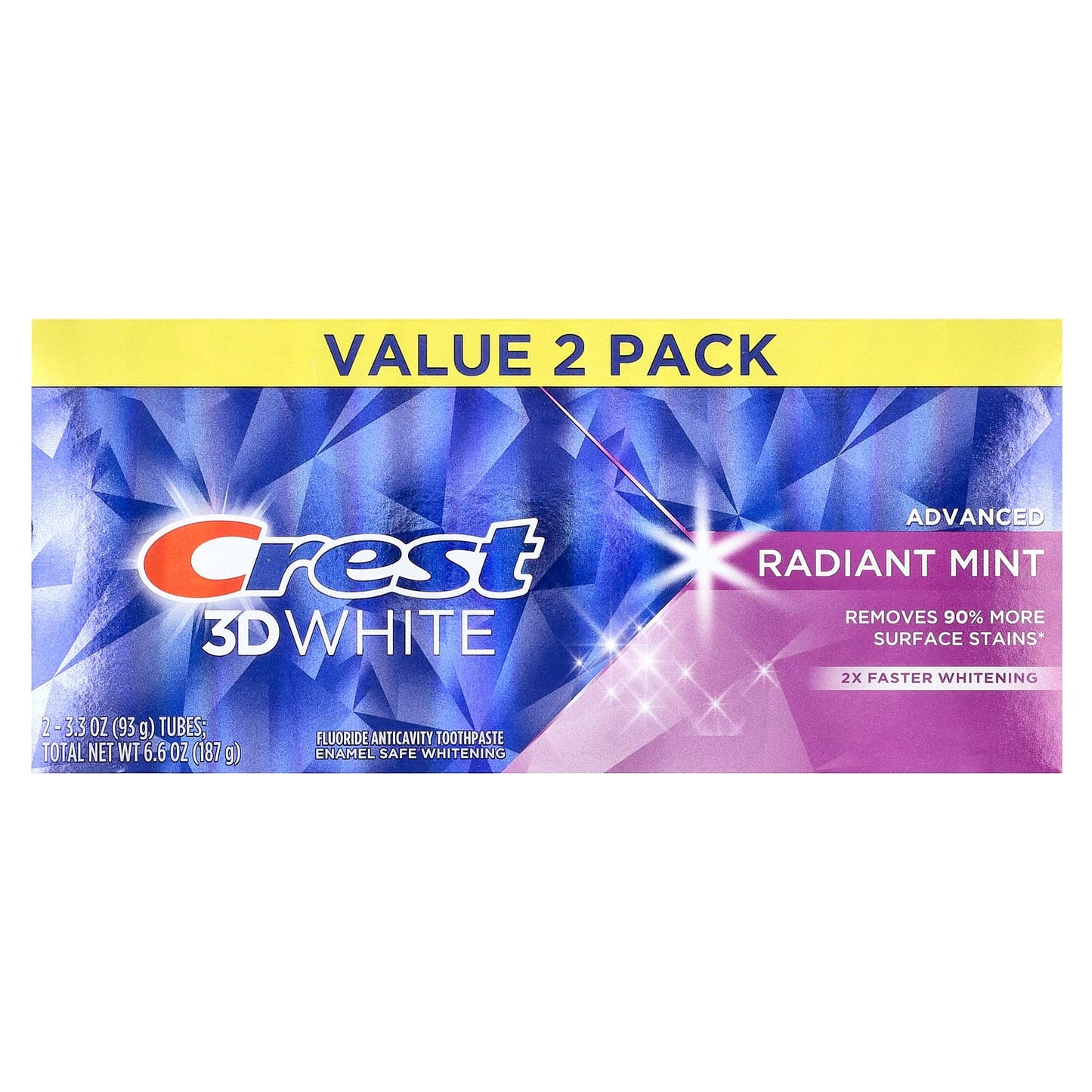 Crest 3D White Advanced Fluoride Toothpaste 2 Pack Radiant Mint - Image 2