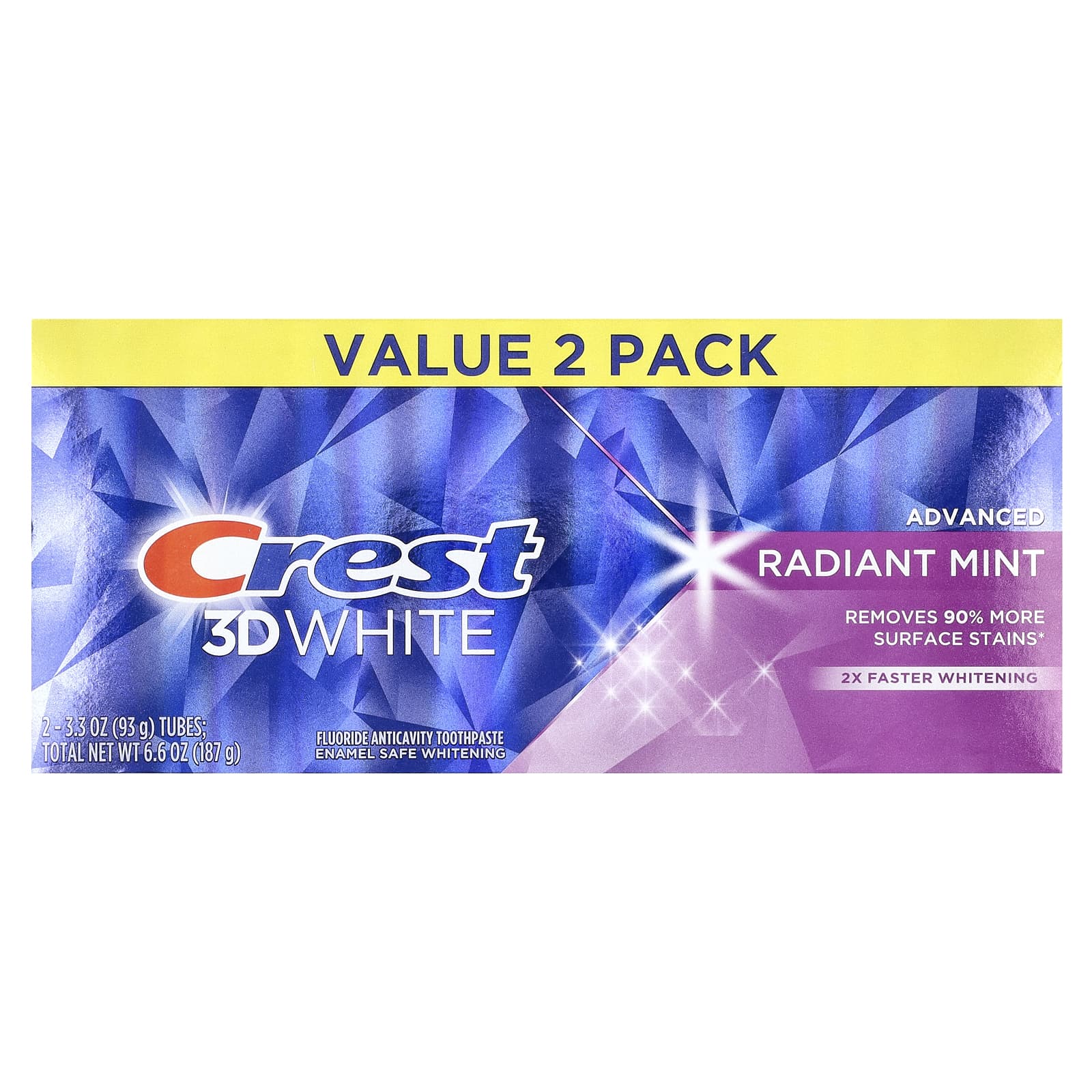 Crest 3D White Advanced Fluoride Toothpaste 2 Pack Radiant Mint - Image 2