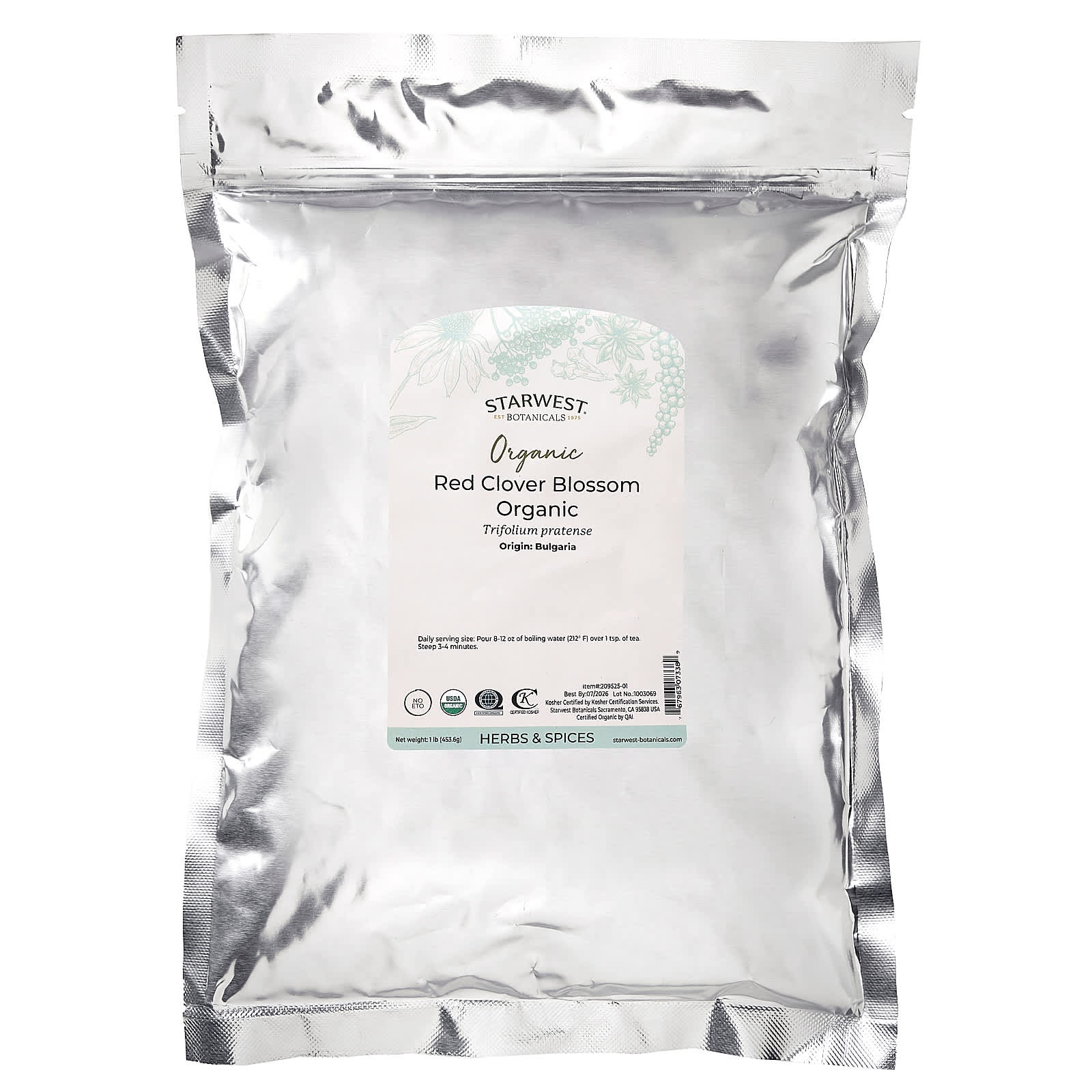 Starwest Botanicals, Organic Red Clover Blossom, 1 lb (453.6 g) - Image 2