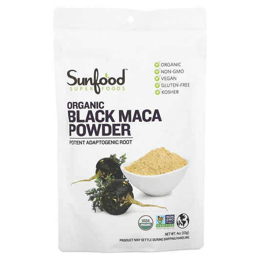 Sunfood, Superfoods, Organic Black Maca Powder, 4 oz (113 g) - Image 1