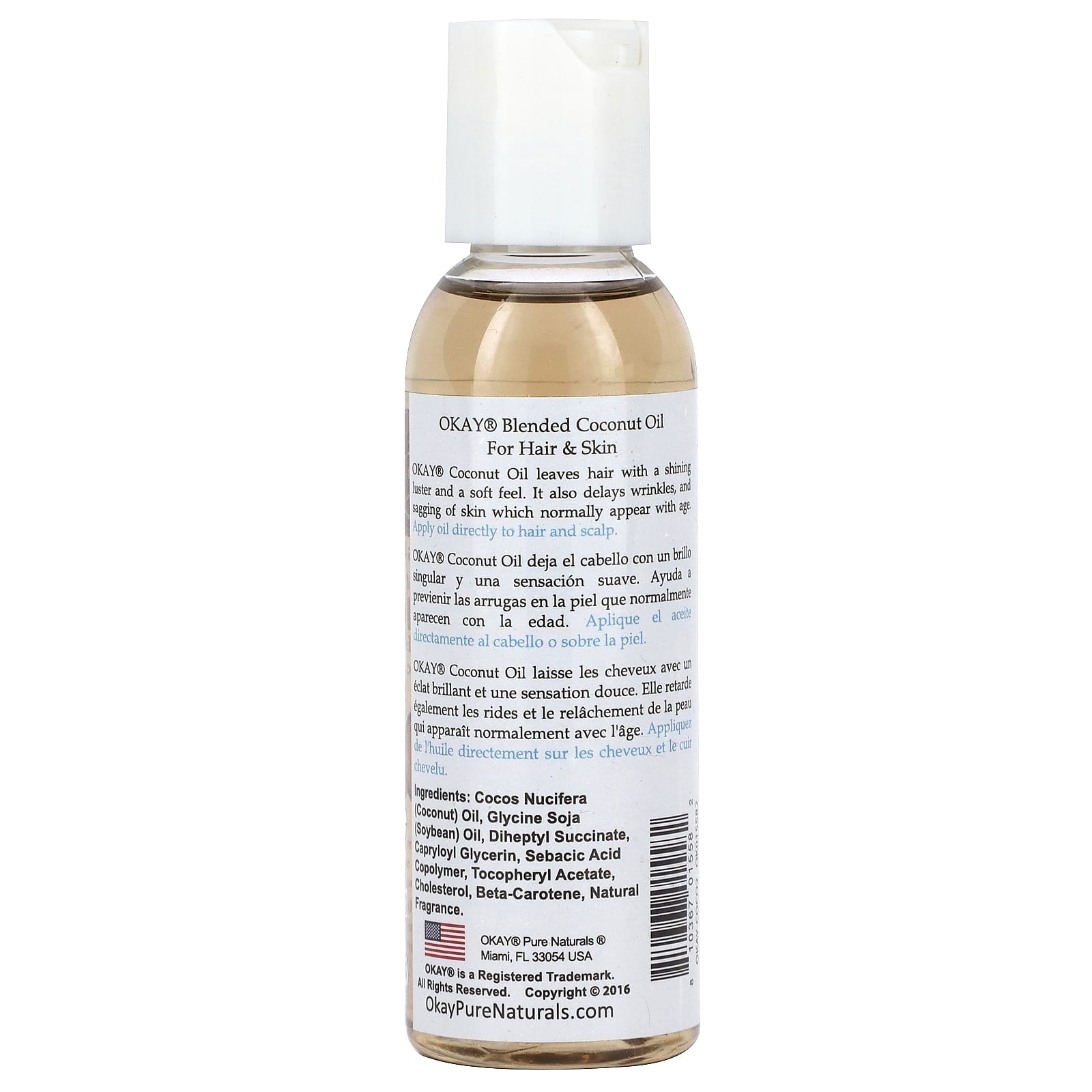 Okay Pure Naturals, Blended Coconut Oil, 2 fl oz (59 ml) - Image 2