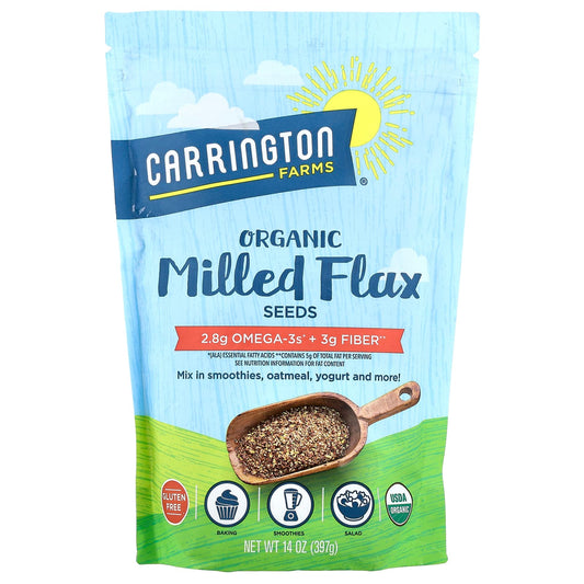 Carrington Farms Organic Cold-Milled Flax Seeds 14oz - Boost Omega-3s & Fiber - Image 1