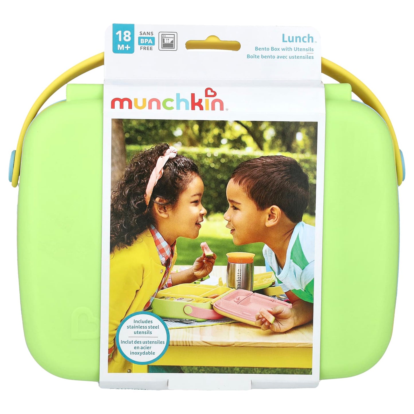 Munchkin, Lunch™, Bento Box With Utensils, 18 Months+, Green, 3 Piece Set - Image 1