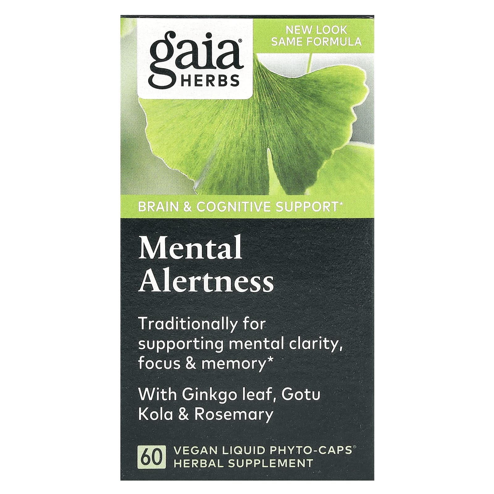 Gaia Herbs Mental Clarity & Focus, 60 Vegan Liquid Phyto-Caps - Image 1