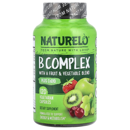 NATURELO, B Complex with a Fruit & Vegetable Blend, Plus CoQ10, 120 Vegetarian Capsules - Image 1