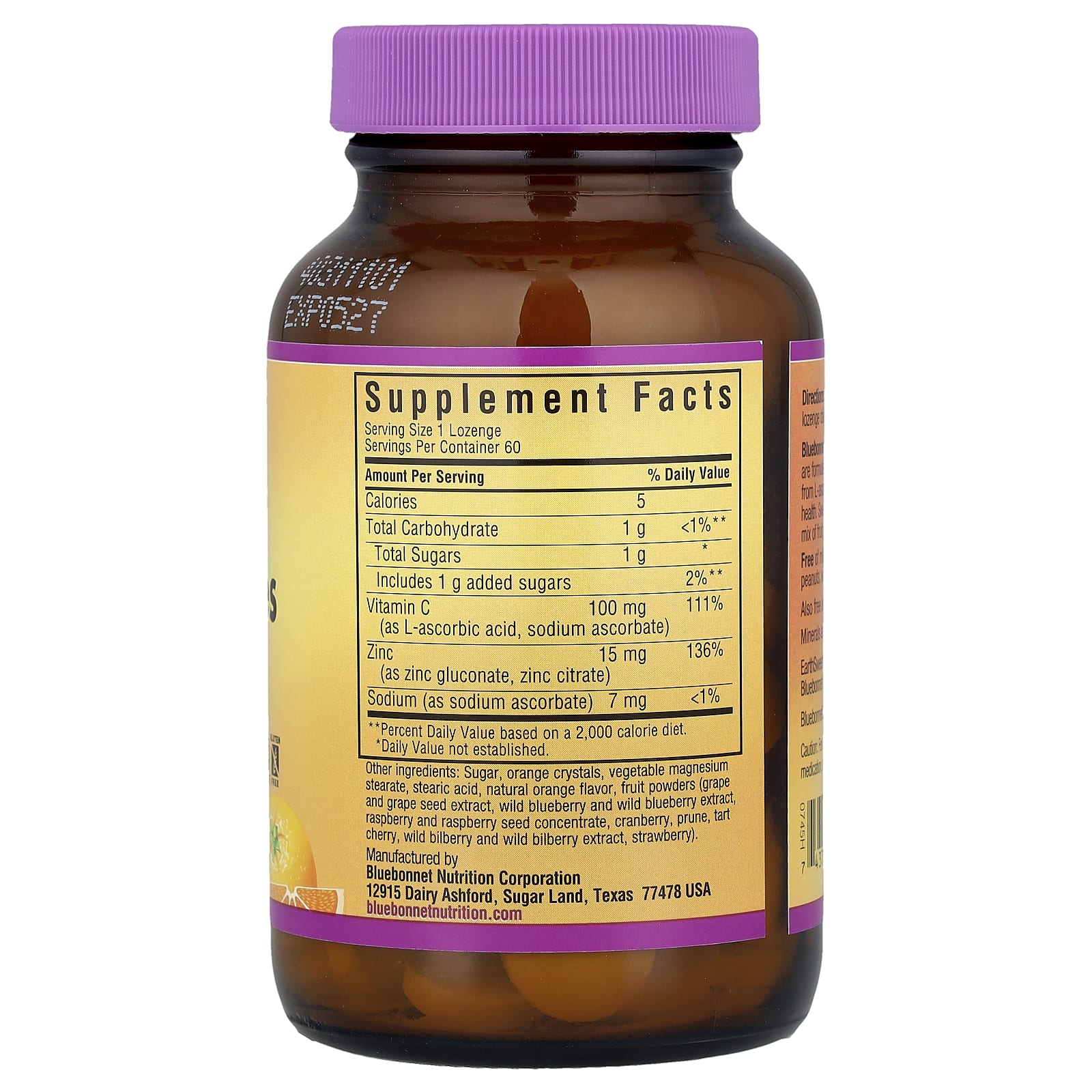 Bluebonnet Nutrition EarthSweet Chewables Zinc Lozenges 60 Count - Image 2