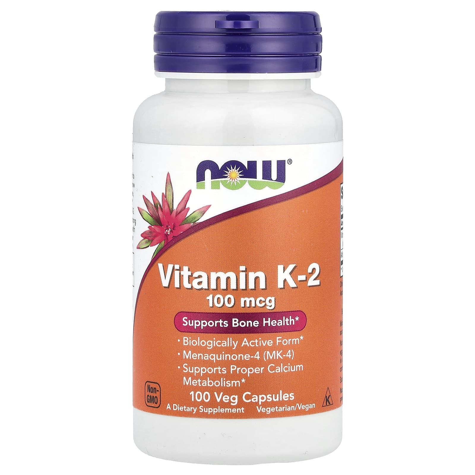 NOW Foods, Vitamin K-2, 100 mcg, 100 Veg Capsules - Image 1