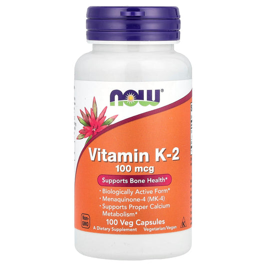 NOW Foods, Vitamin K-2, 100 mcg, 100 Veg Capsules - Image 1